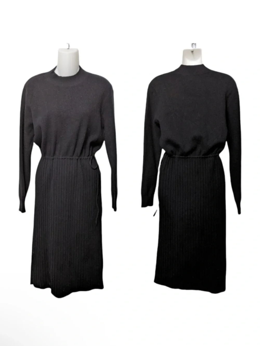 MILK Thick Knit Ribbed Mock Neck Minimalist Midi Dress M